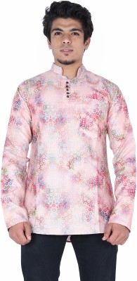 SHREE ART CREANTION Men Printed A-line Kurta(Pink)