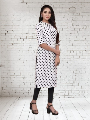 NISHA APEX Women Printed A-line Kurta(White)