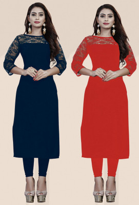 Maheshvi Women Self Design Straight Kurta(Multicolor)