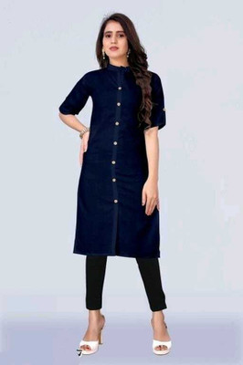Lono Flex Women Solid A-line Kurta(Dark Blue)