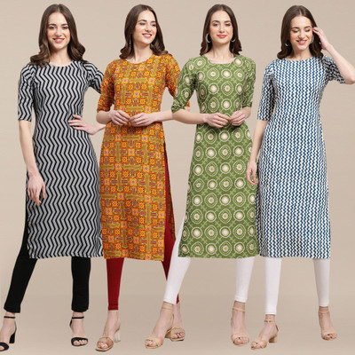 EthnicBasket Women Printed Straight Kurta(Multicolor)