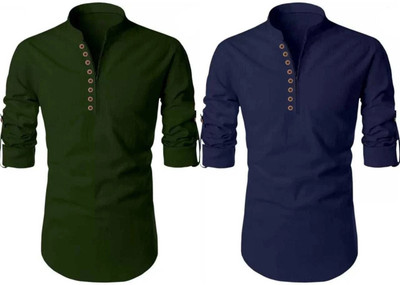 JAGRUTIFASHOIN Men Solid Straight Kurta(Multicolor)