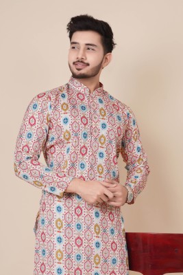 HouseOfCommon Men Embroidered A-line Kurta(Multicolor)