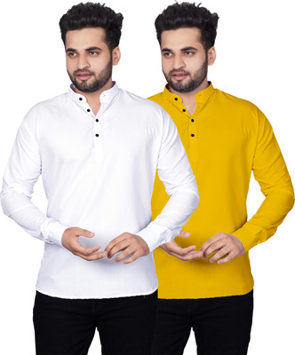 Kavyangle Creation Men Solid Straight Kurta(White, Multicolor)