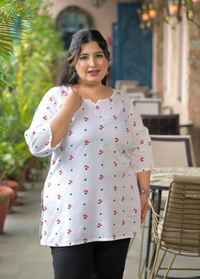 Lee Moda Women Printed Straight Kurta(White)
