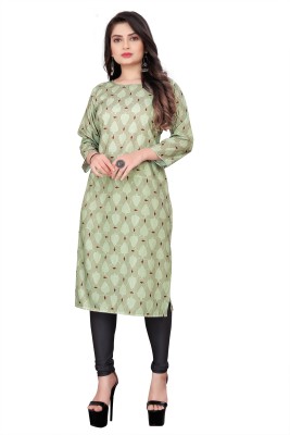 bindudi Women Printed A-line Kurta(Light Green)