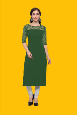 Dream Beauty Fashion Women Solid Straight Kurta(Dark Green)