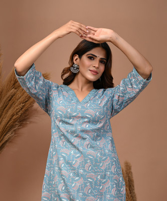 SACCHE DHAAGE Women Printed Straight Kurta(Multicolor)