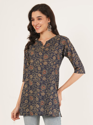 Ethic Glance Women Printed A-line Kurta(Blue)
