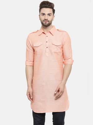 Sayesha Men Solid Pathani Kurta(Orange)