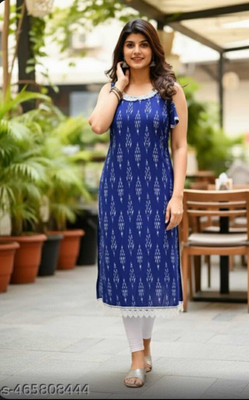 radha fashion studio Women Printed A-line Kurta(Blue)