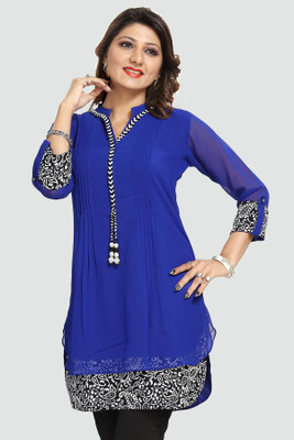 Divastri Women Printed Straight Kurta(Blue)