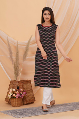 Classy Creation Women Embellished A-line Kurta(Black)