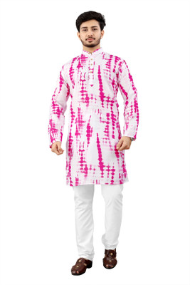 DHASU TRENDZ Men Dyed/Ombre Straight Kurta(Pink)