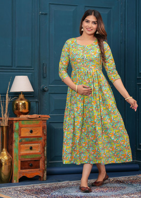 phoolkesa Women Printed Anarkali Kurta(Multicolor)