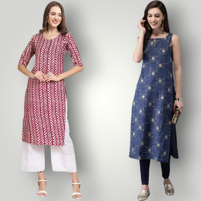 HouseOfCommon Women Printed Straight Kurta(Multicolor)