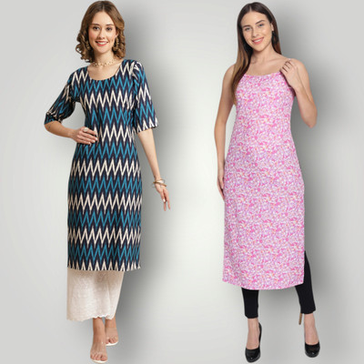 HouseOfCommon Women Printed Straight Kurta(Multicolor)