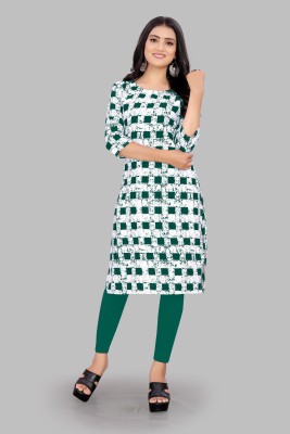 rajni rayon Women Printed Straight Kurta(Green)