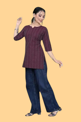 Texpaz Women Solid Anarkali Kurta(Purple)