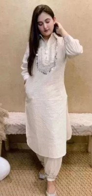 JIBHA FASHIONS Women Solid A-line Kurta(White)