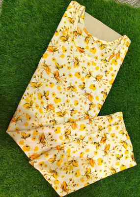 NOORIGARMENTS Women Floral Print Straight Kurta(Yellow)