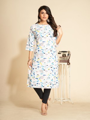 Shreeji Boutique Women Printed A-line Kurta(White)