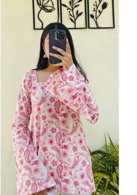 Sunshineexport Women Floral Print A-line Kurta(Pink)