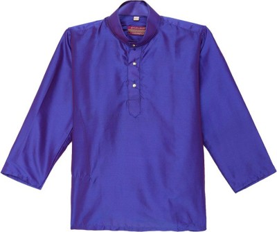 THANGAMAGAN Baby Boys Solid Straight Kurta(Blue)