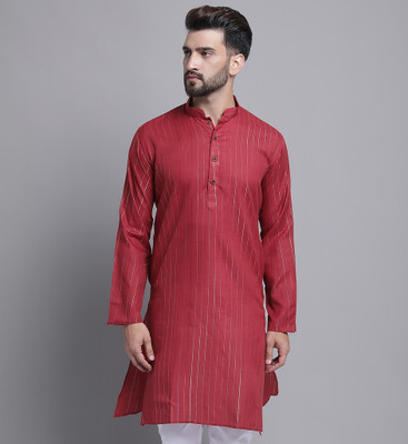 AEW DESIGNS Men Self Design Straight Kurta(Maroon)