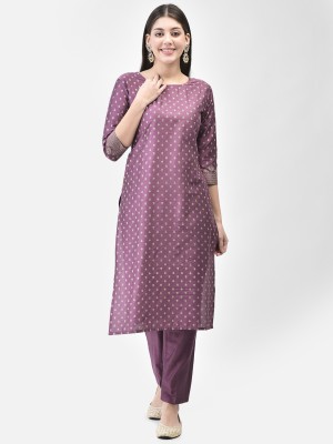 Span Women Self Design Straight Kurta(Purple)