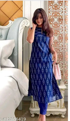 Fashiontrand Women Printed Straight Kurta(Blue)
