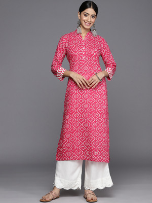Varanga Women Printed Straight Kurta(Pink)