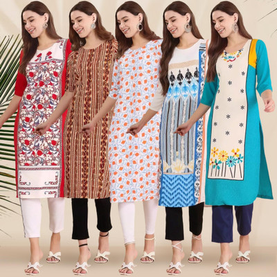 1 Stop Fashion Women Printed A-line Kurta(Multicolor)