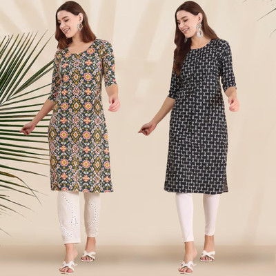 EthnicBasket Women Printed Straight Kurta(Multicolor)