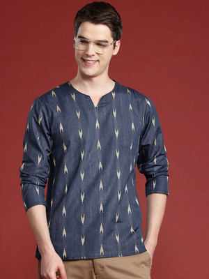 ANOUK Men Woven Design Straight Kurta(Blue)