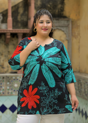 Lee Moda Women Printed Straight Kurta(Black)