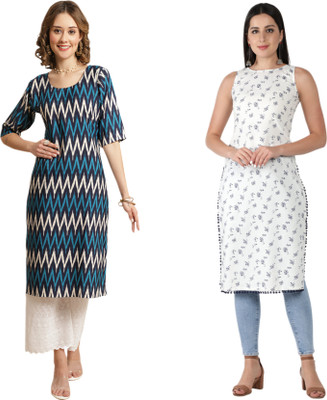 HouseOfCommon Women Printed Straight Kurta(Multicolor)