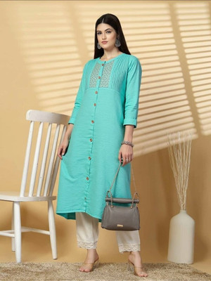 PP Vastram Women Self Design A-line Kurta(Dark Blue)