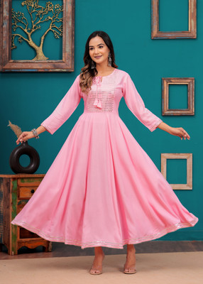 saloni creation Anarkali Gown(Yellow)