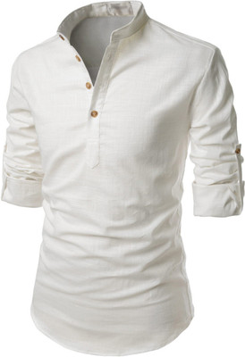 Vimal Star Men Solid A-line Kurta(White)