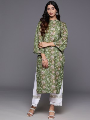 Varanga Women Printed Straight Kurta(Green)