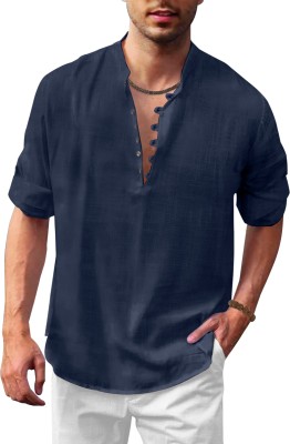 ROYAL SCOUT Men Solid Straight Kurta(Dark Blue)