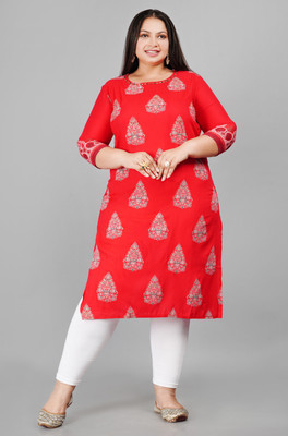 ANJALISALESCORP Women Printed Straight Kurta(Red)