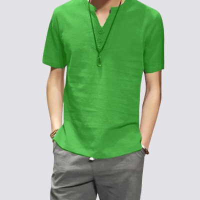 Super Westron Men Embroidered Straight Kurta(Green)