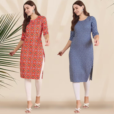 1 Stop Fashion Women Printed Straight Kurta(Multicolor)