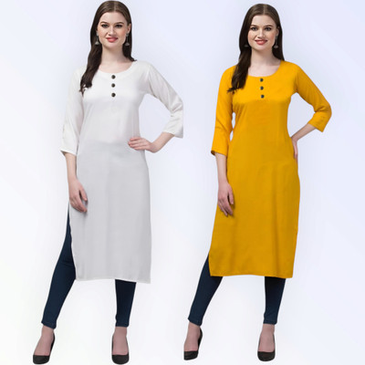 Coft Women Self Design, Solid Straight Kurta(Multicolor)