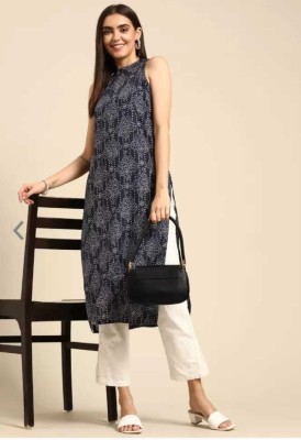 SXM Creation Women Printed Straight Kurta(Blue)