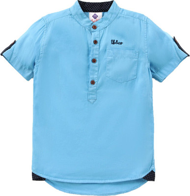 Tonyboy Boys Self Design High Low Kurta(Light Blue)