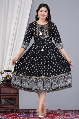 Vorcia Febtex Women Embellished Anarkali Kurta(Black)