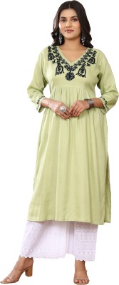 Safoora Creation Women Solid A-line Kurta(Green)